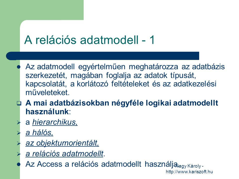 A relációs adatmodell - 1