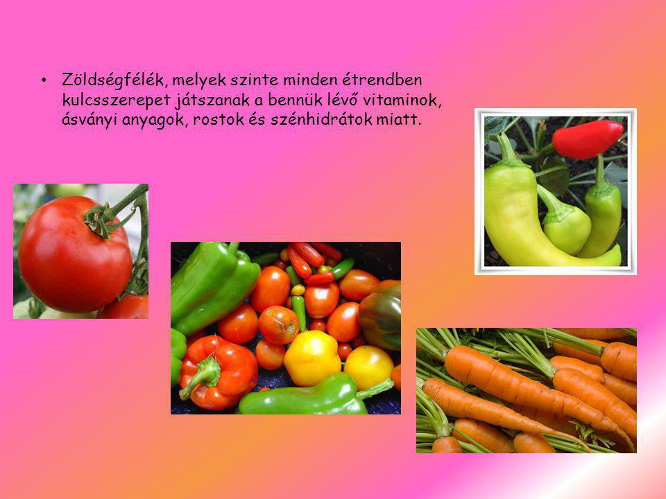 Zöldségfélék, melyek szinte minden étrendben kulcsszerepet játszanak a bennük lévő vitaminok, ásványi anyagok, rostok és szénhidrátok miatt.