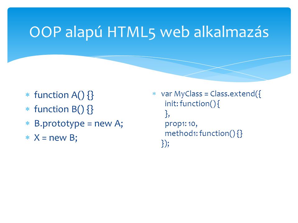 OOP alapú HTML5 web alkalmazás