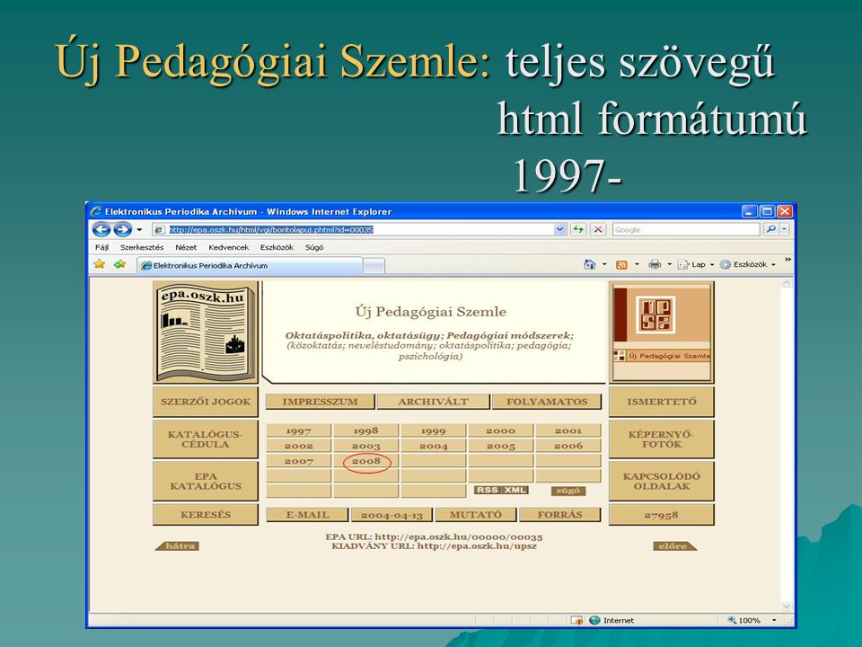 Új Pedagógiai Szemle: teljes szövegű html formátumú 1997-