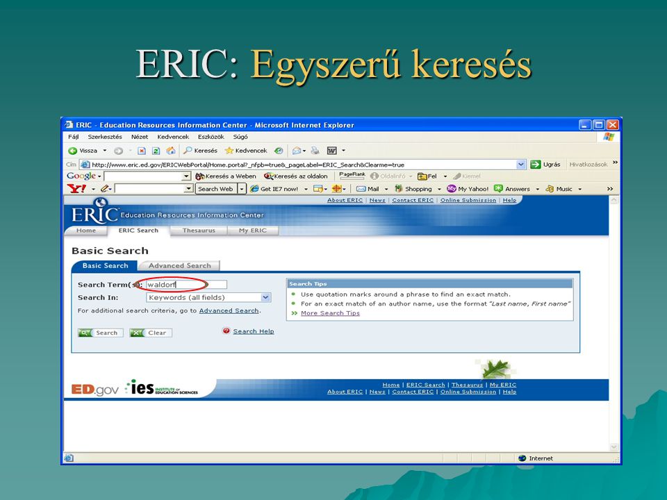 ERIC: Egyszerű keresés