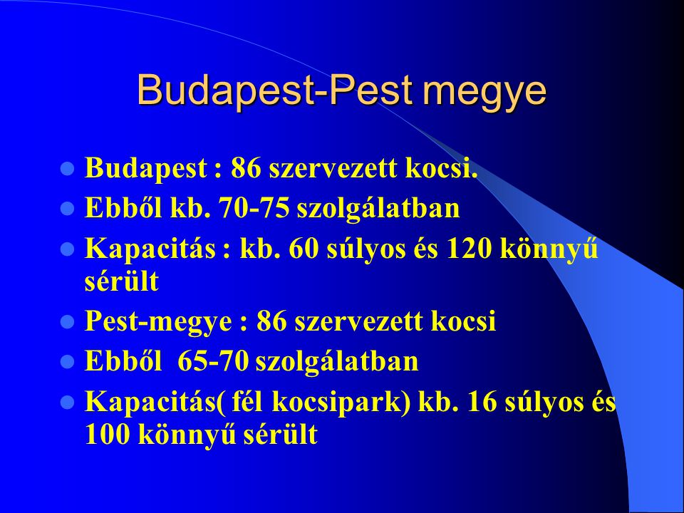 Budapest-Pest megye Budapest : 86 szervezett kocsi.