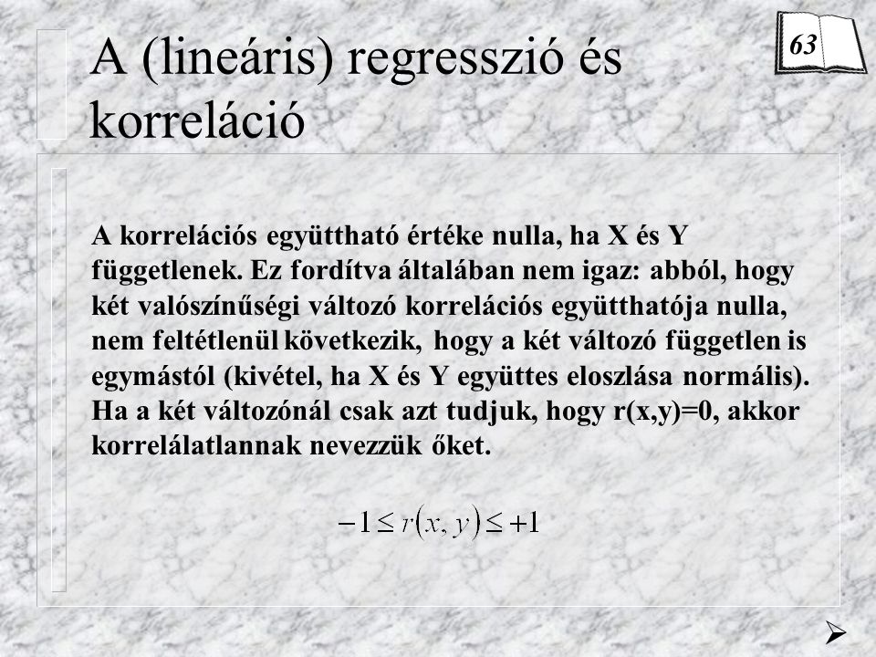 A (lineáris) regresszió és korreláció
