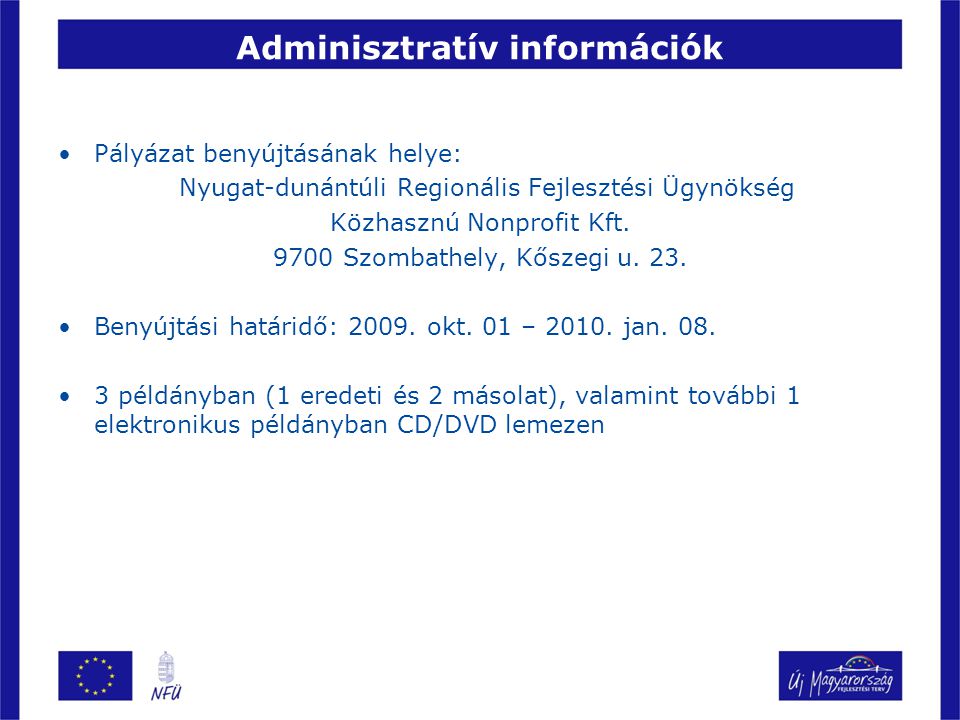 Adminisztratív információk
