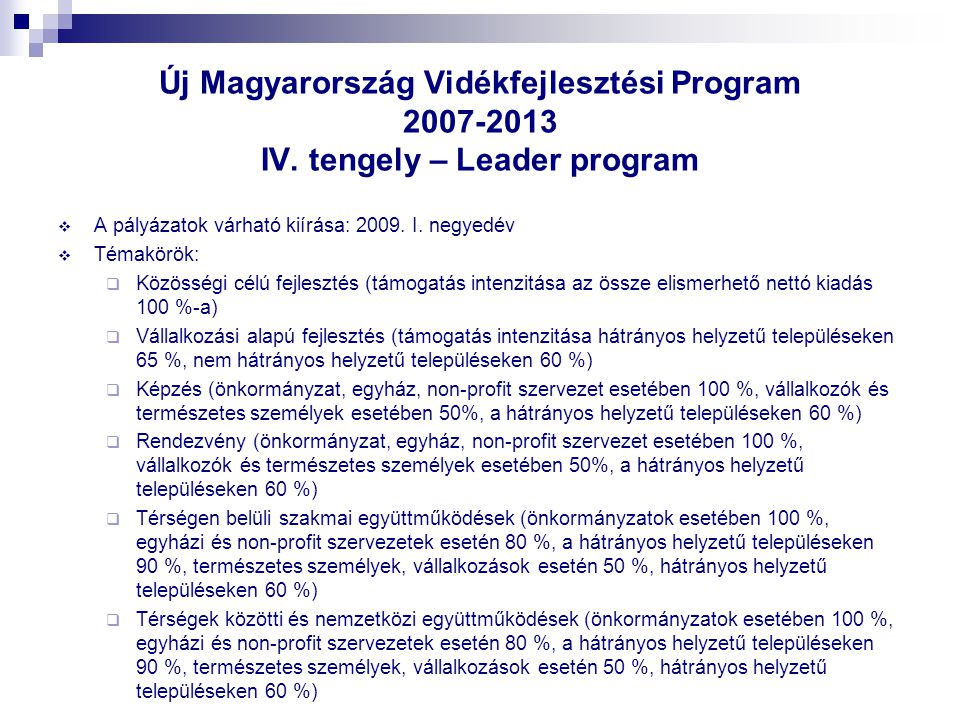 Új Magyarország Vidékfejlesztési Program IV