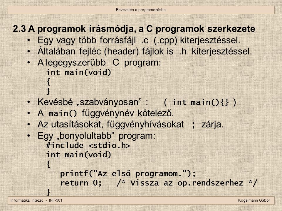 Bevezetés a programozásba