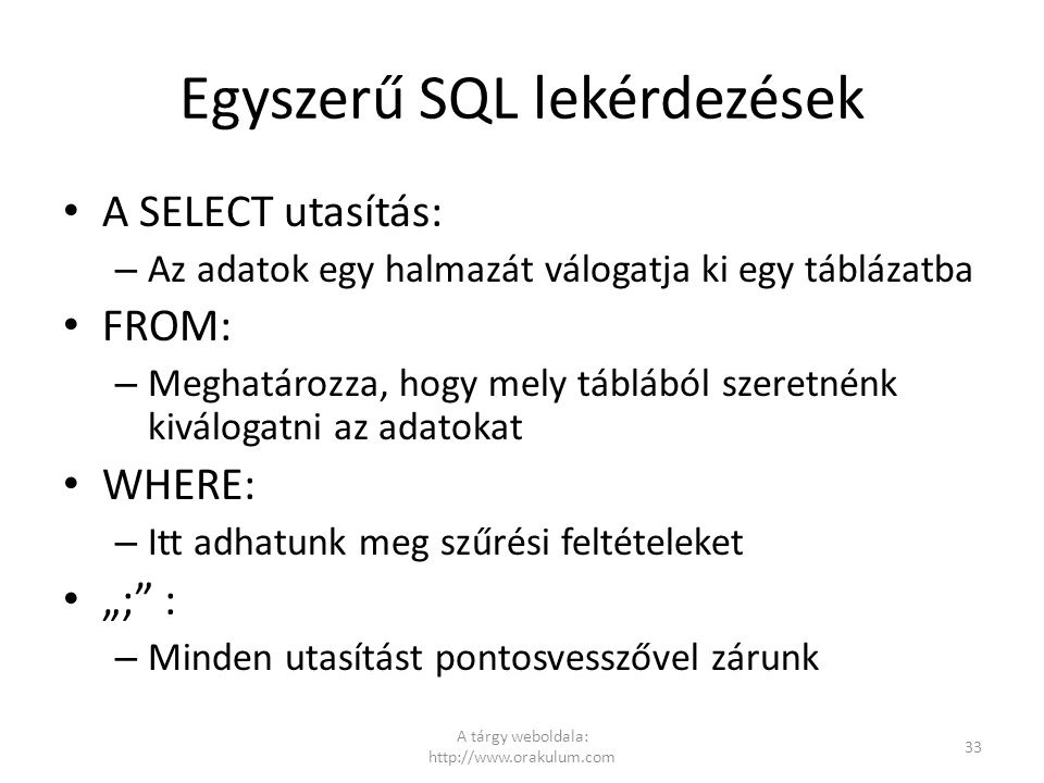 Egyszerű SQL lekérdezések