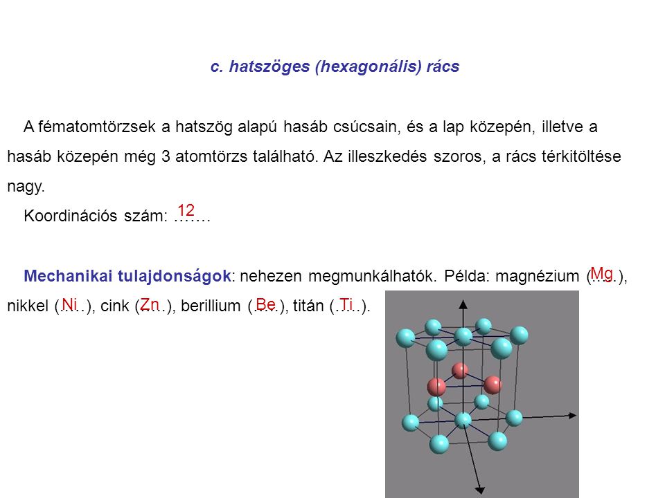 c. hatszöges (hexagonális) rács