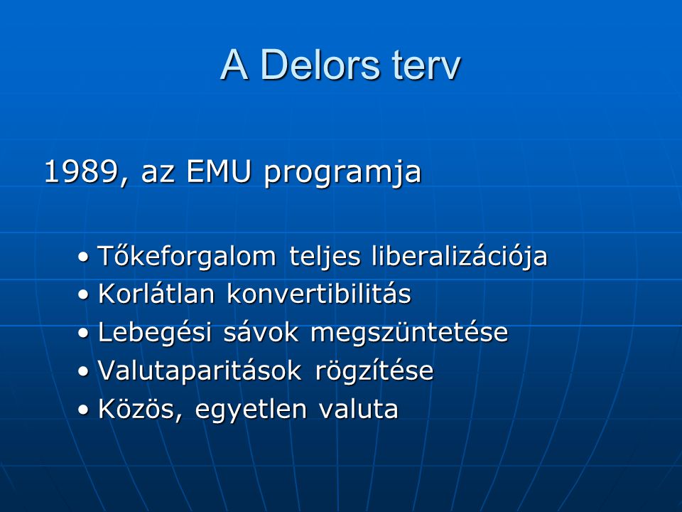 A Delors terv 1989, az EMU programja