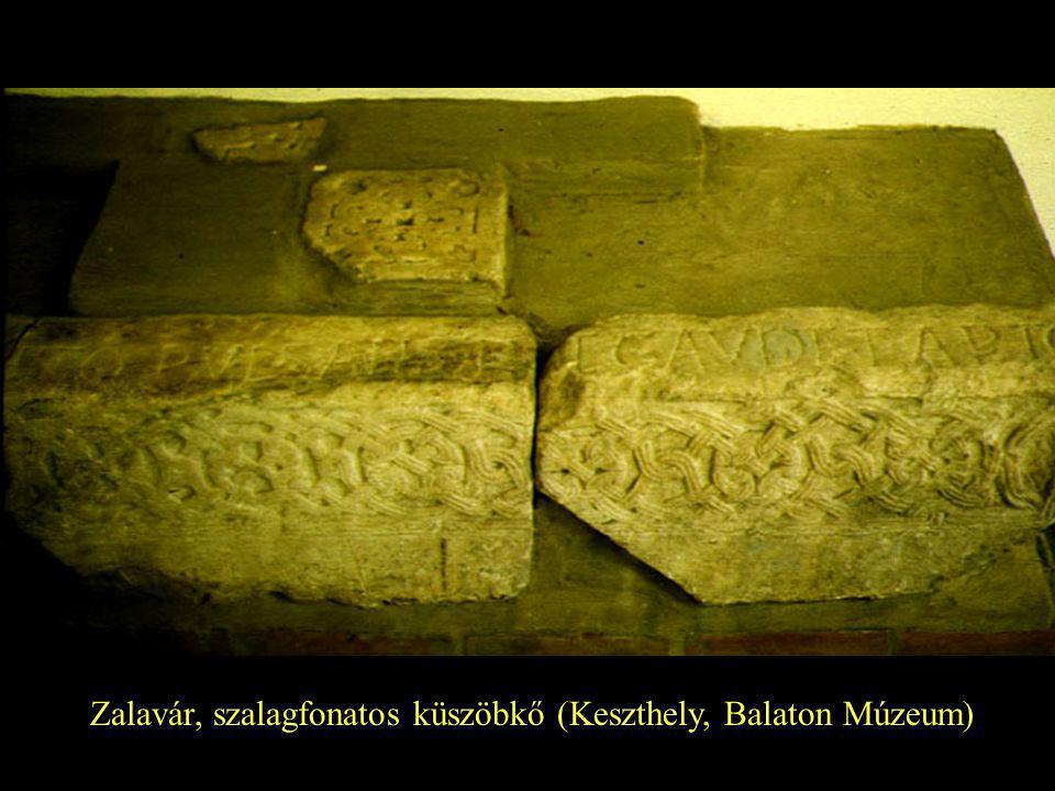 Zalavár, szalagfonatos küszöbkő (Keszthely, Balaton Múzeum)