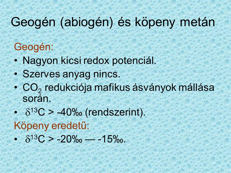 Geogén (abiogén) és köpeny metán
