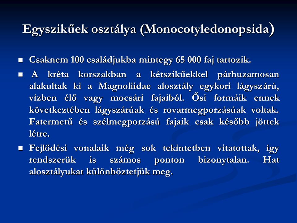 Egyszikűek osztálya (Monocotyledonopsida)