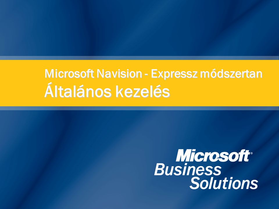 Microsoft Navision - Expressz módszertan Általános kezelés