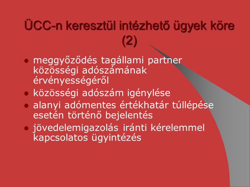 ÜCC-n keresztül intézhető ügyek köre (2)