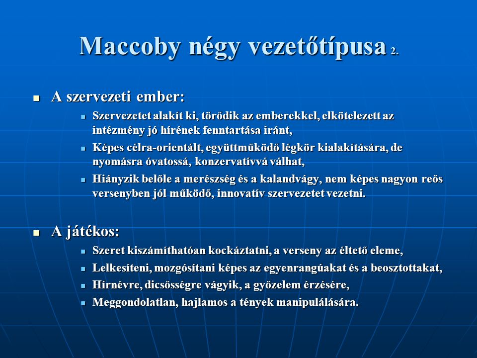 Maccoby négy vezetőtípusa 2.