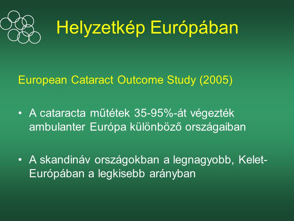 Helyzetkép Európában European Cataract Outcome Study (2005)