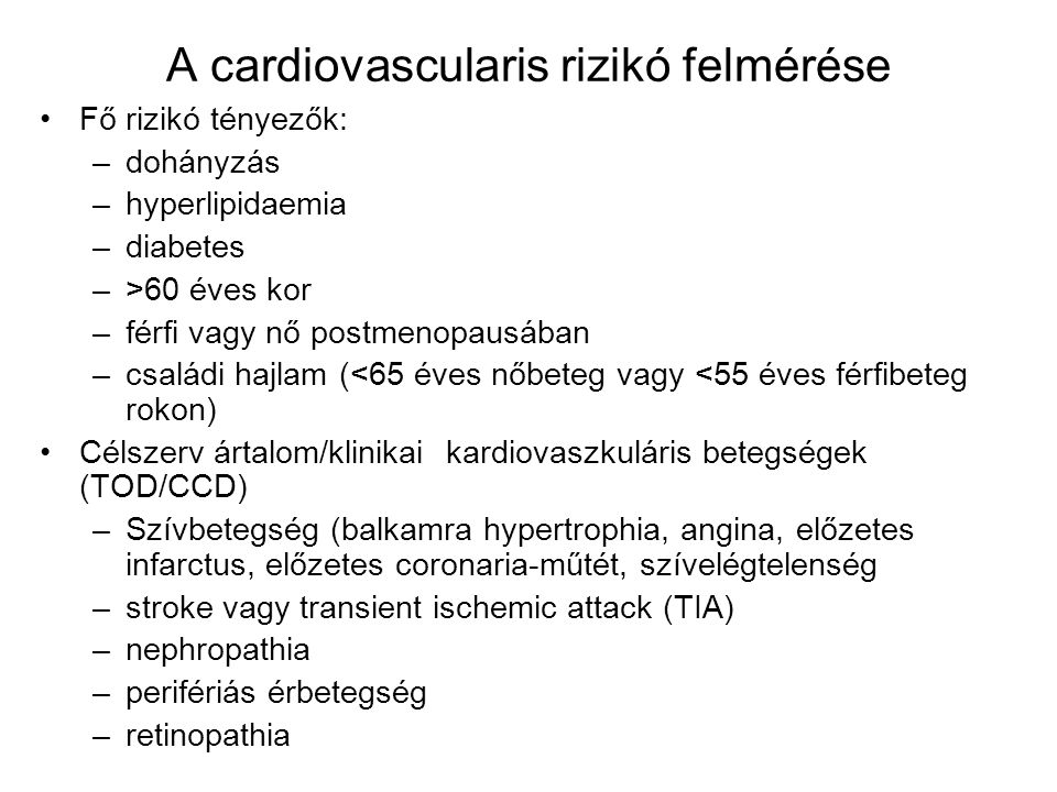 A cardiovascularis rizikó felmérése