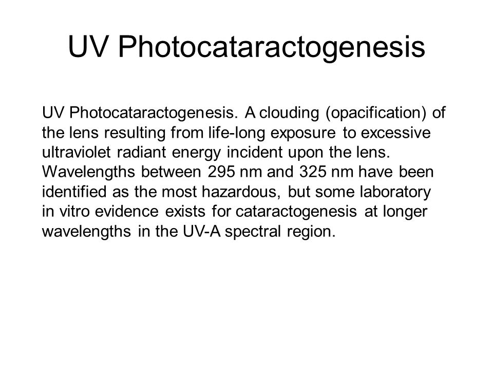 UV Photocataractogenesis