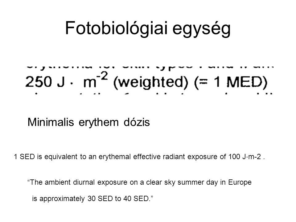 Fotobiológiai egység Minimalis erythem dózis