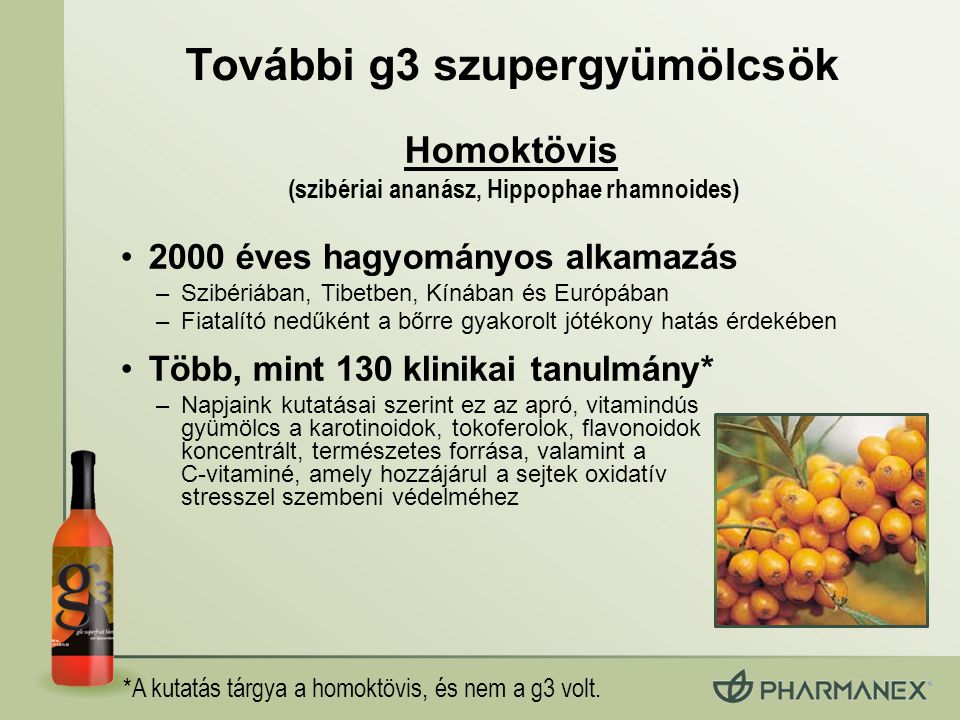 További g3 szupergyümölcsök (szibériai ananász, Hippophae rhamnoides)