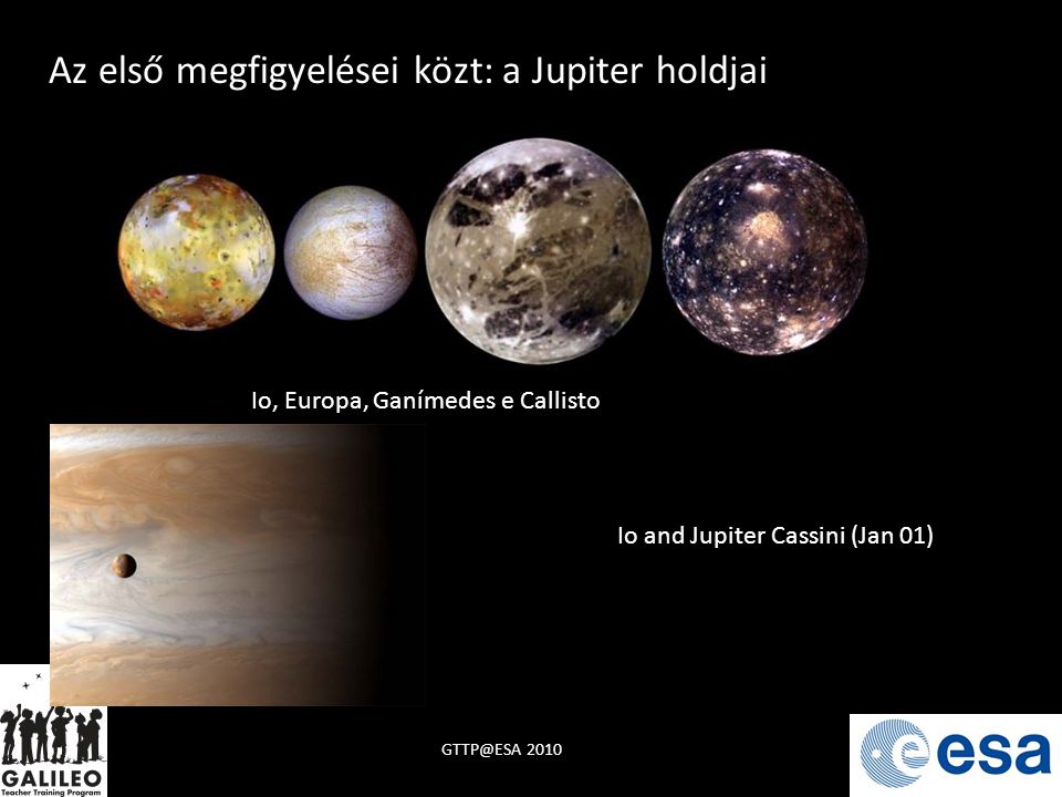 Az első megfigyelései közt: a Jupiter holdjai