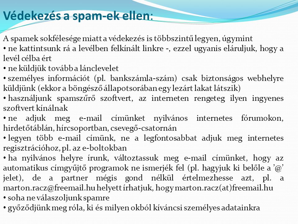 Védekezés a spam-ek ellen: