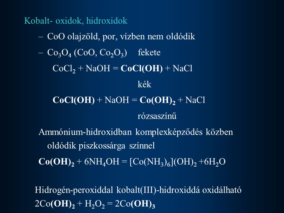 Kobalt- oxidok, hidroxidok