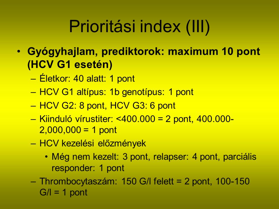 Prioritási index (III)