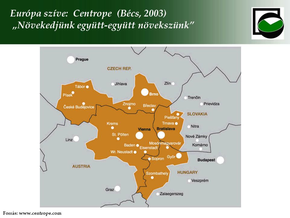 Európa szíve: Centrope (Bécs, 2003) „Növekedjünk együtt-együtt növekszünk