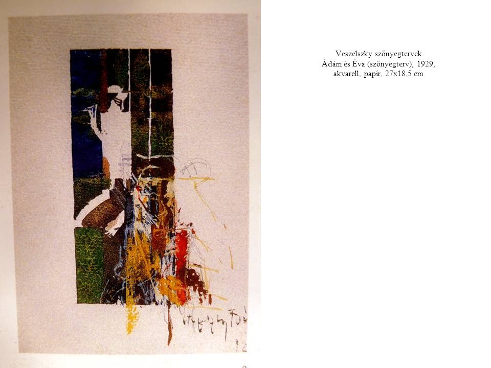 Veszelszky szőnyegtervek Ádám és Éva (szőnyegterv), 1929, akvarell, papír, 27x18,5 cm