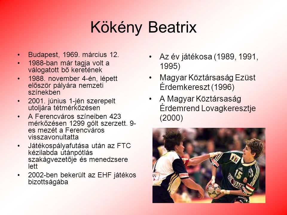 Kökény Beatrix Az év játékosa (1989, 1991, 1995)