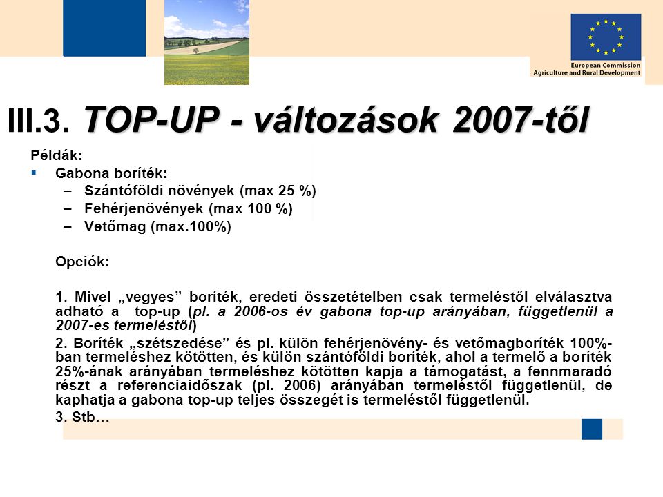 III.3. TOP-UP - változások 2007-től