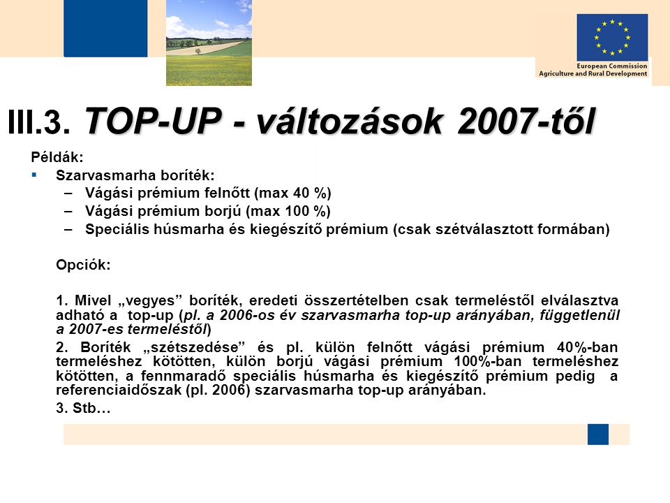 III.3. TOP-UP - változások 2007-től