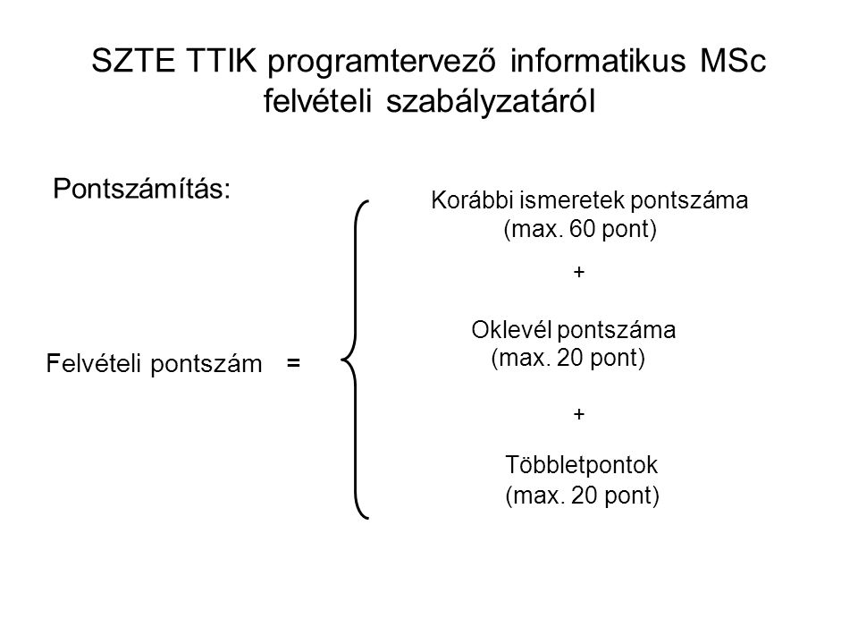 SZTE TTIK programtervező informatikus MSc felvételi szabályzatáról