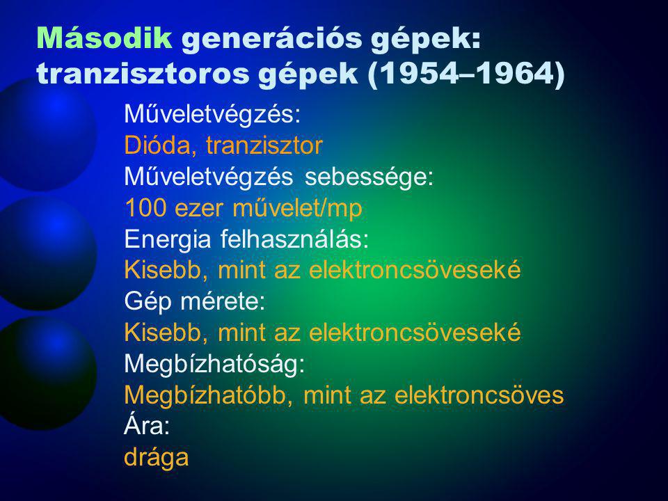 Második generációs gépek: tranzisztoros gépek (1954–1964)