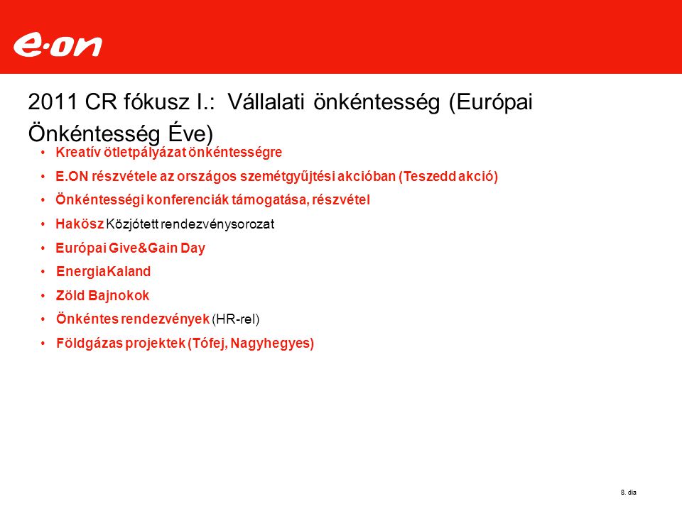 2011 CR fókusz I.: Vállalati önkéntesség (Európai Önkéntesség Éve)