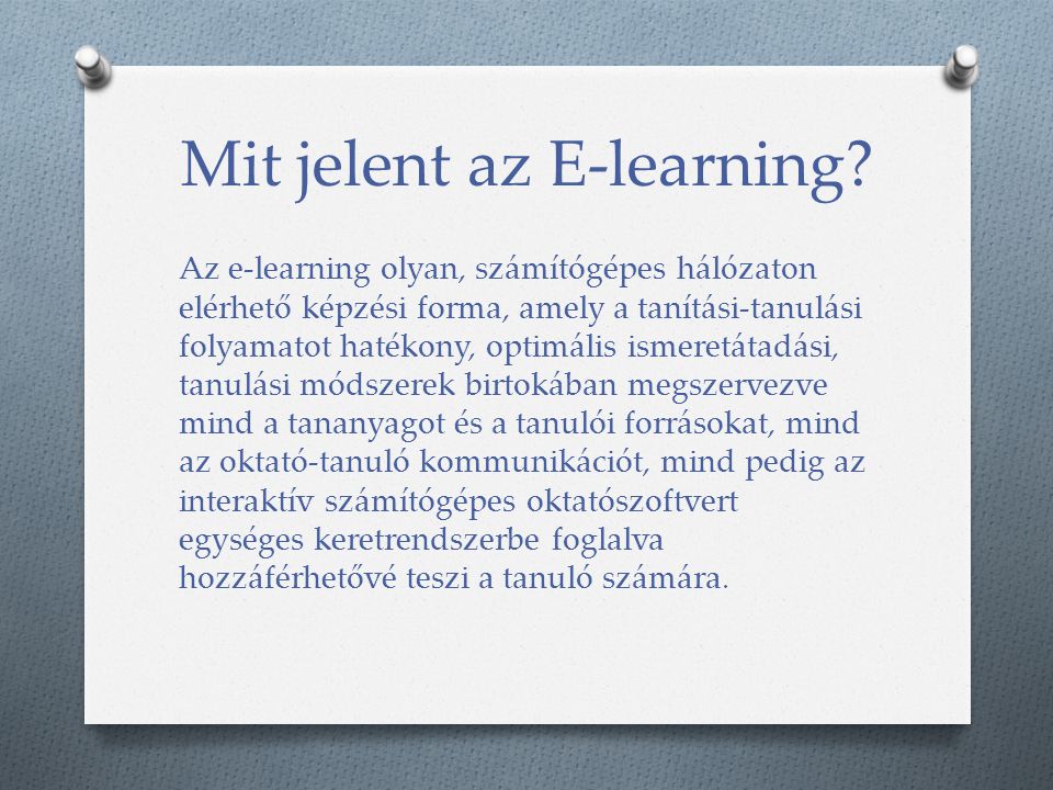 Mit jelent az E-learning