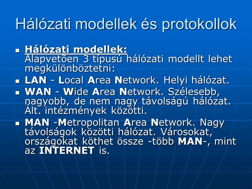 Hálózati modellek és protokollok