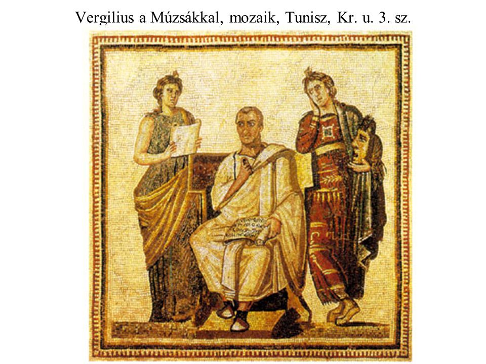 Vergilius a Múzsákkal, mozaik, Tunisz, Kr. u. 3. sz.