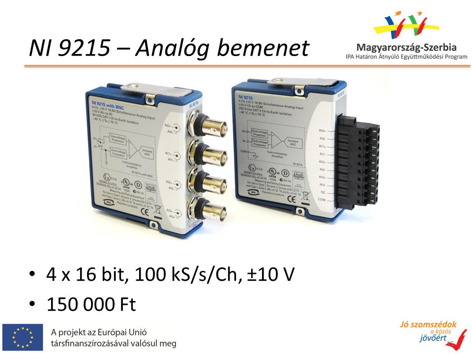 NI 9215 – Analóg bemenet 4 x 16 bit, 100 kS/s/Ch, ±10 V Ft