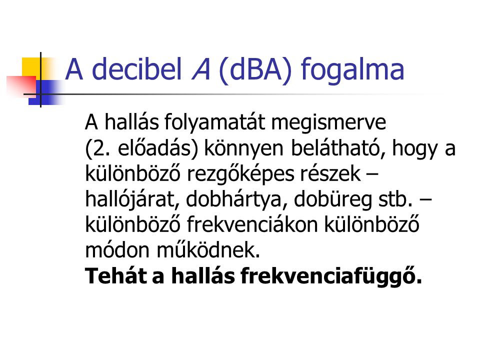 A decibel A (dBA) fogalma