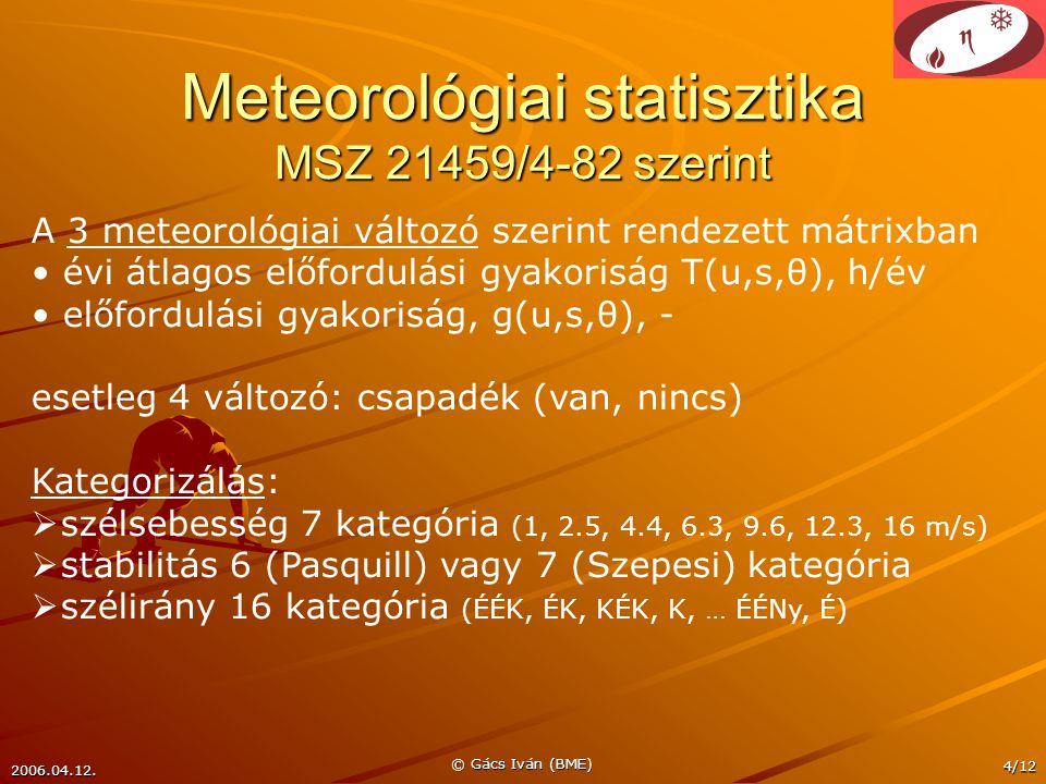 Meteorológiai statisztika MSZ 21459/4-82 szerint