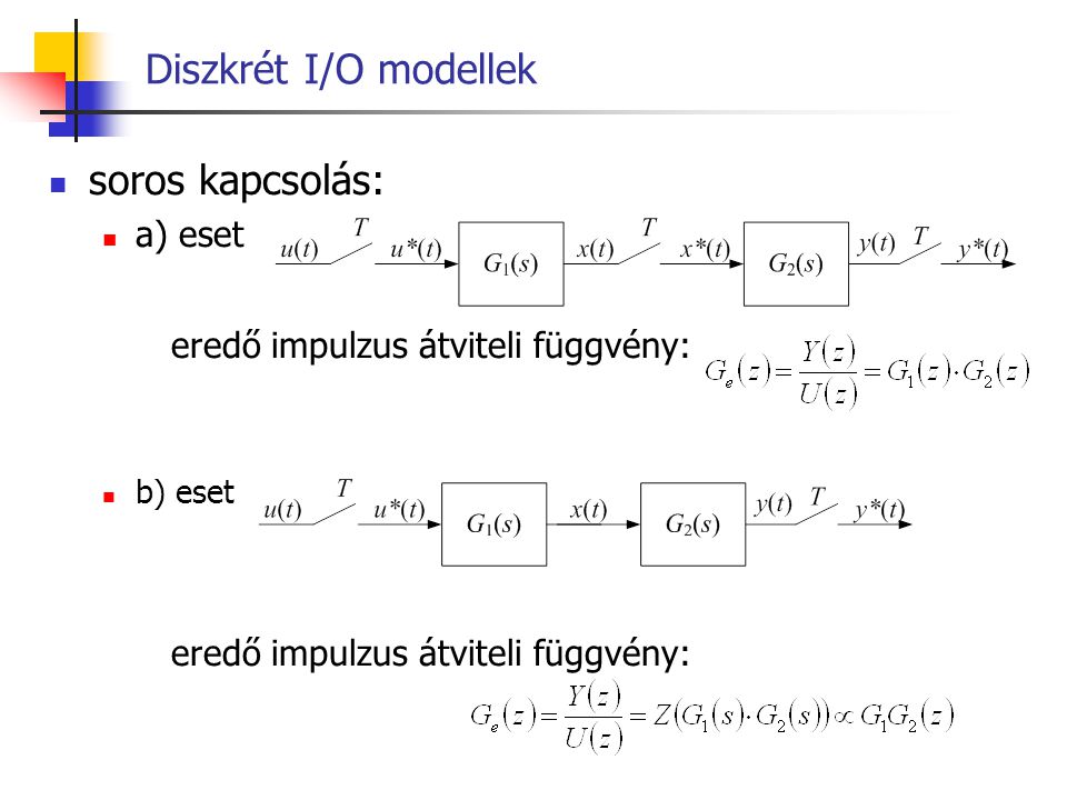 Diszkrét I/O modellek soros kapcsolás: a) eset