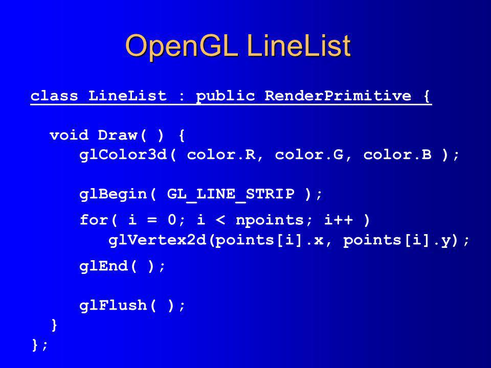 OpenGL LineList class LineList : public RenderPrimitive {