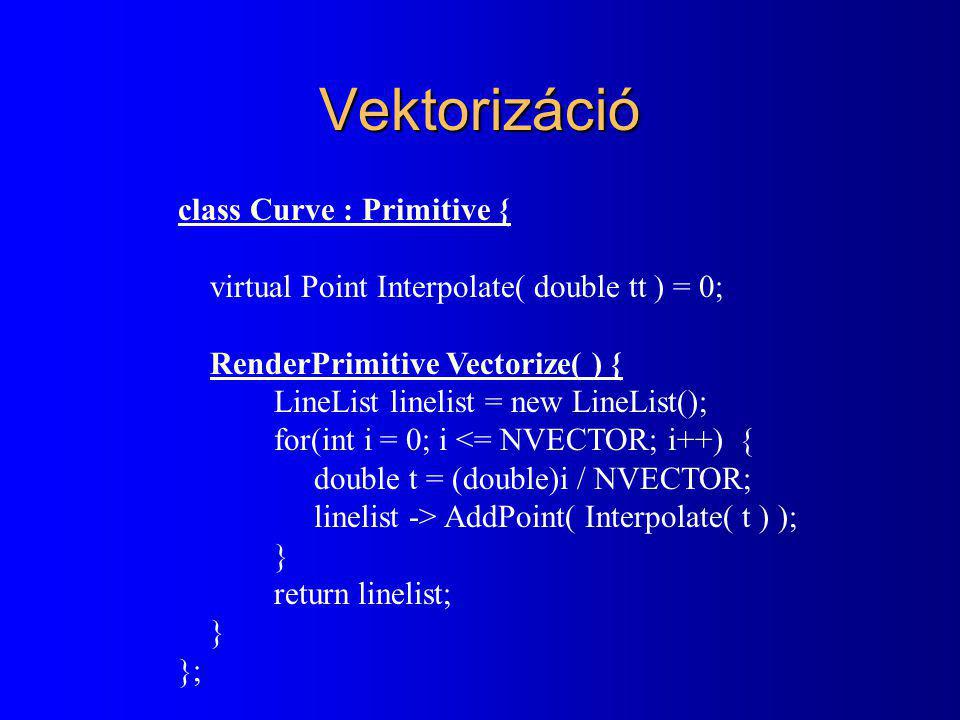 Vektorizáció class Curve : Primitive {