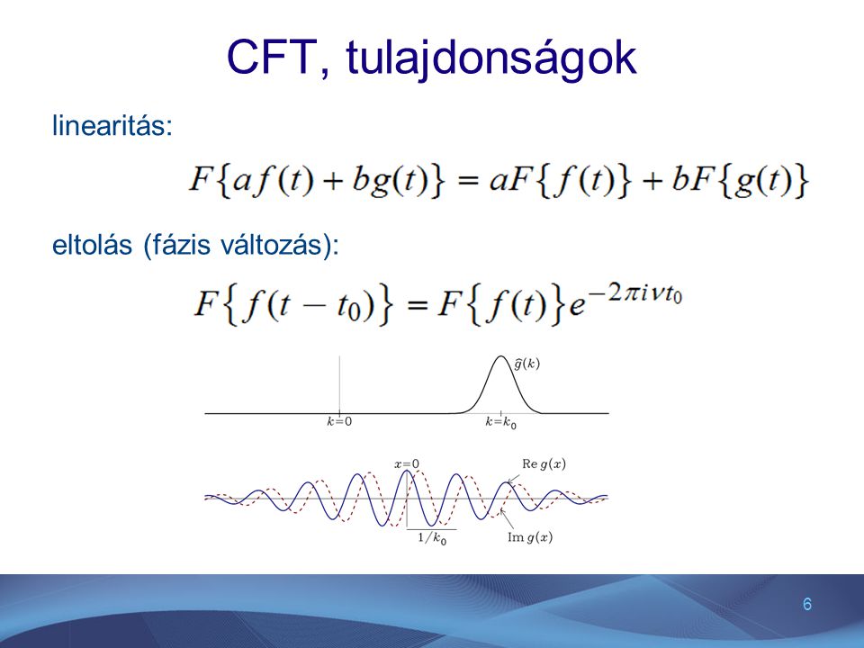 CFT, tulajdonságok linearitás: eltolás (fázis változás):