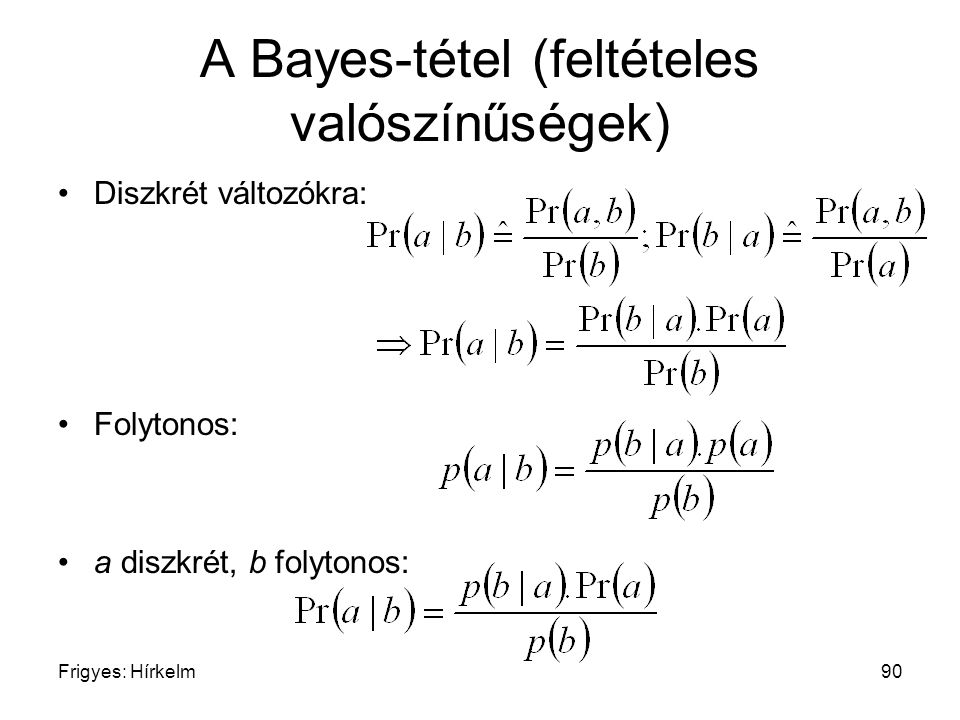 A Bayes-tétel (feltételes valószínűségek)