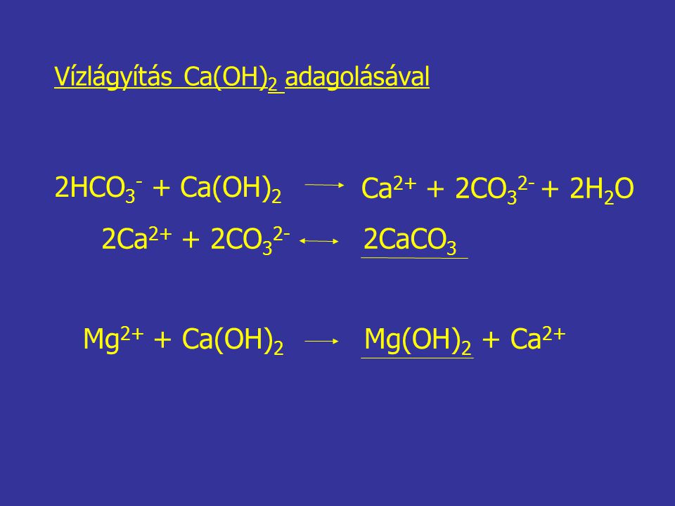 2HCO3- + Ca(OH)2 Ca2+ + 2CO H2O 2Ca2+ + 2CO32- 2CaCO3