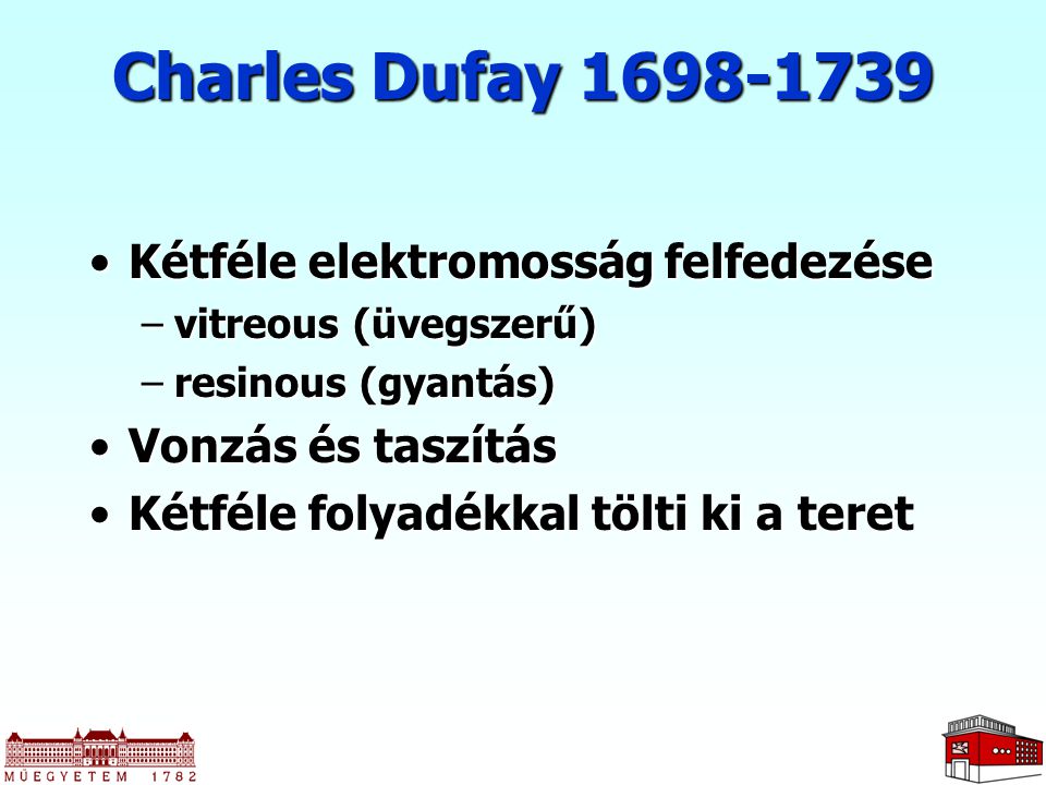 Charles Dufay Kétféle elektromosság felfedezése