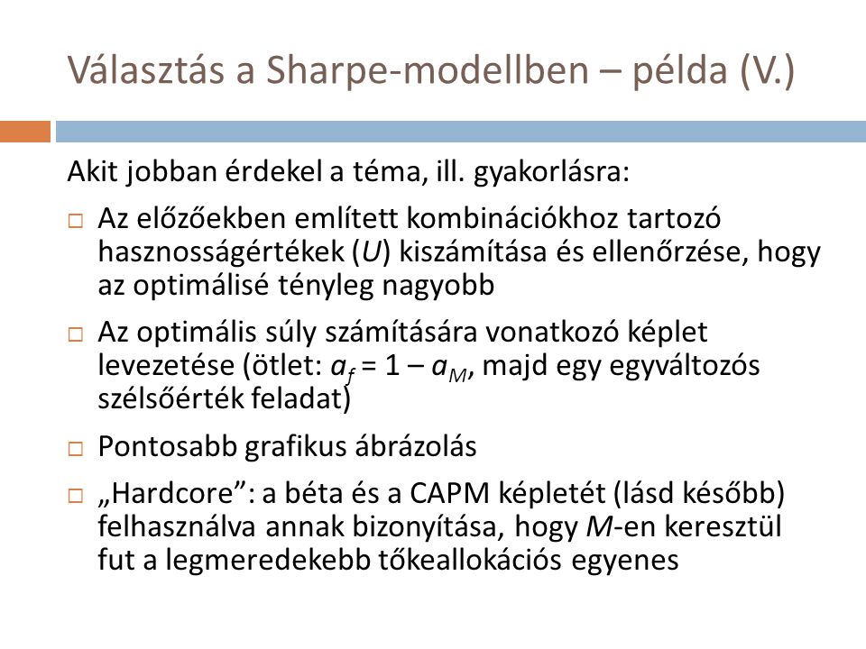 Választás a Sharpe-modellben – példa (V.)